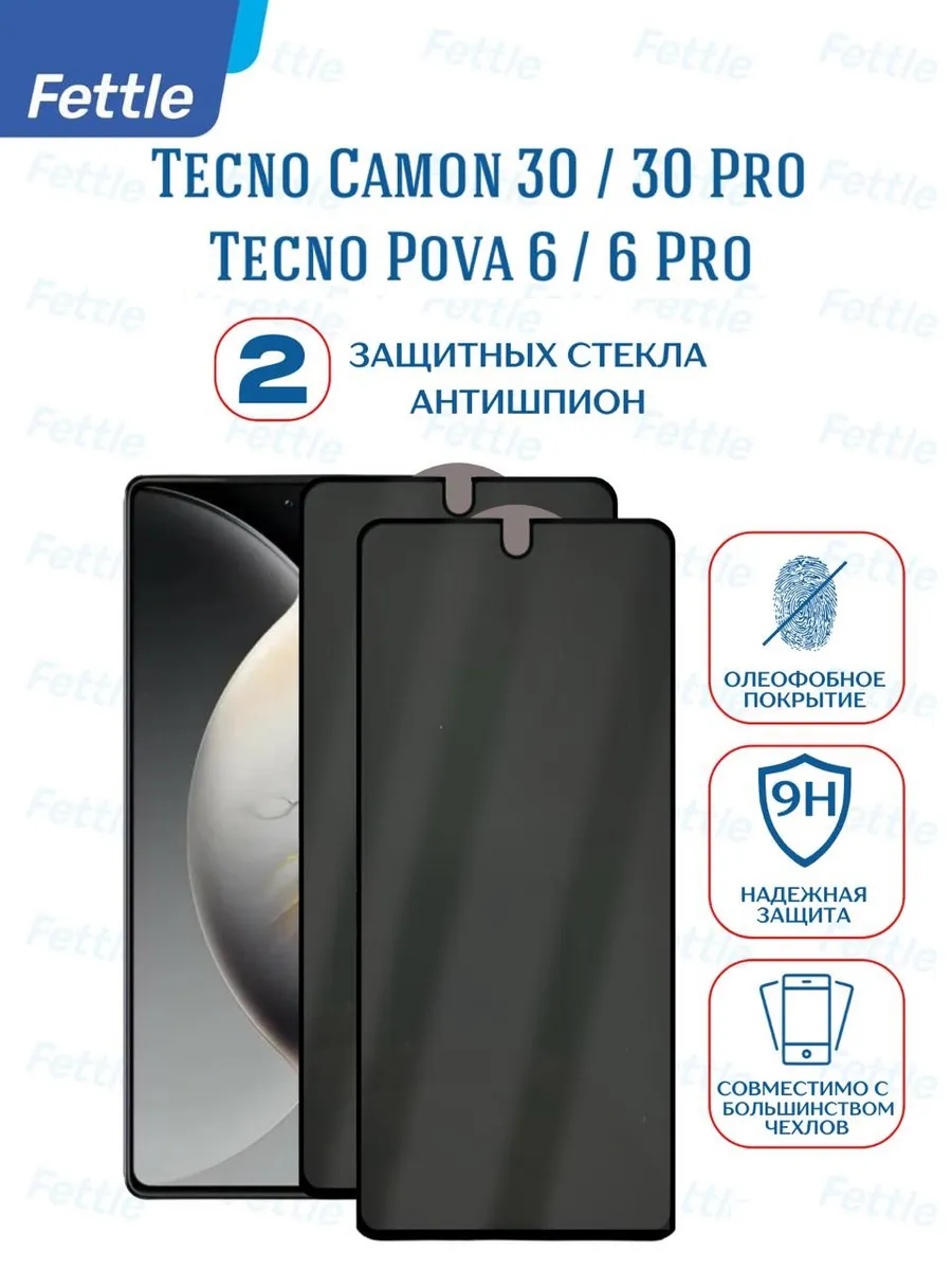 Защитное стекло Антишпион на Tecno Camon 30 - 30 pro