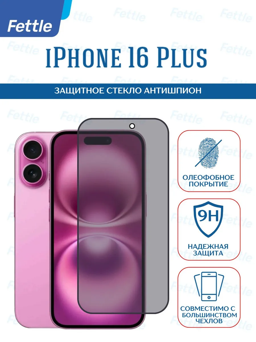 Защитное стекло Антишпион на IPhone 16 Plus