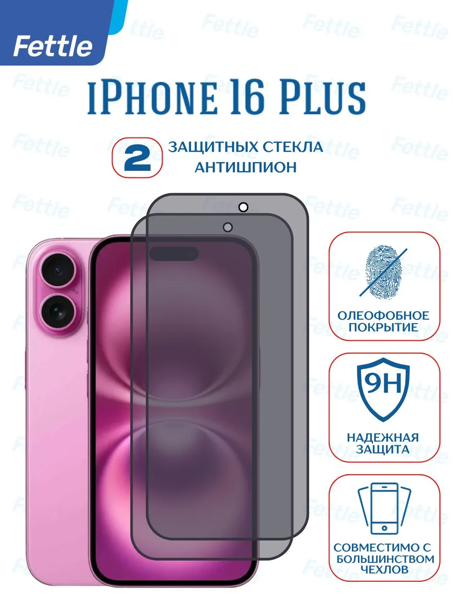 Защитное стекло Антишпион на IPhone 16 Plus
