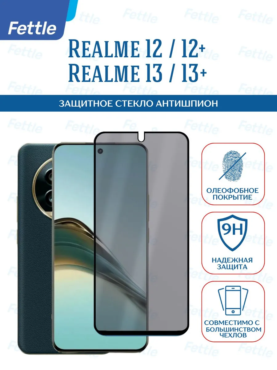Защитное стекло Антишпион на Realme 12 - 12+ - 13 - 13+