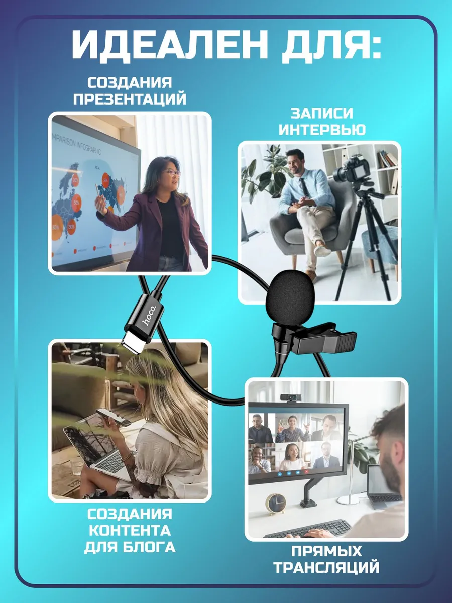 Петличный микрофон для iPhone с разъемом Lightning, 2 м — изображение 3