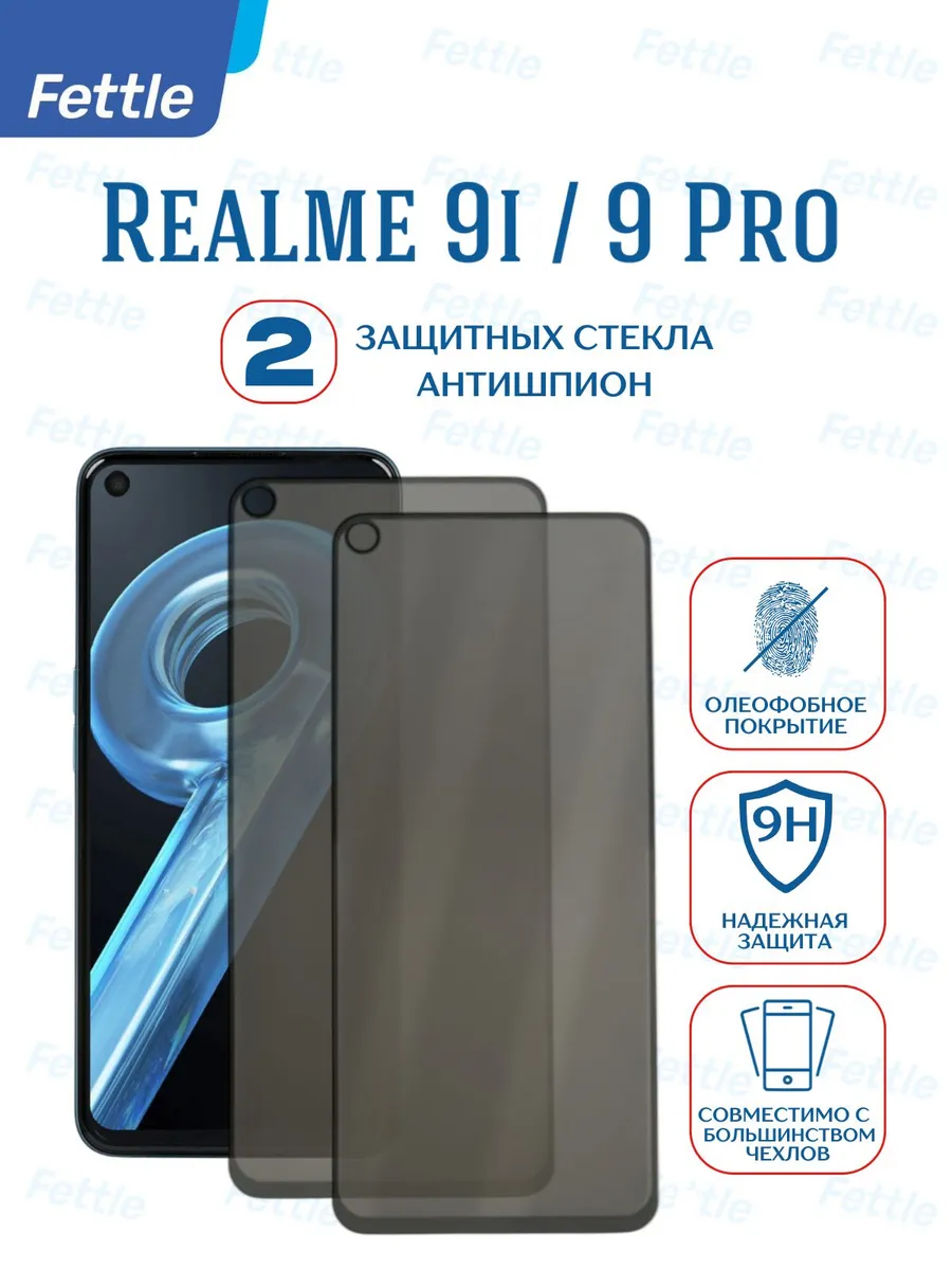 Защитное стекло Антишпион на Realme 9i - 9 Pro
