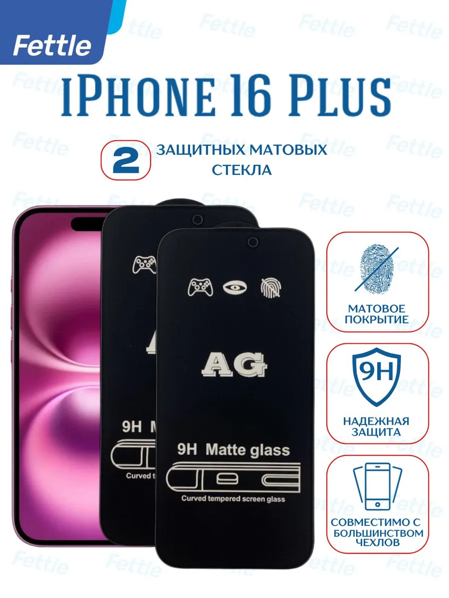 Матовое защитное стекло на IPhone 16 Plus