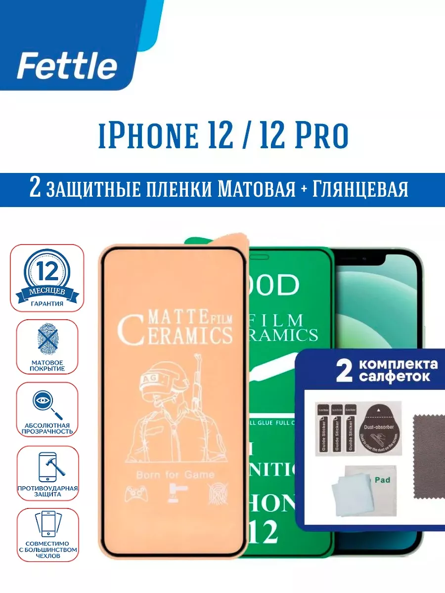 Матовая и глянцевая защитная пленка на iPhone 12 - 12 Pro