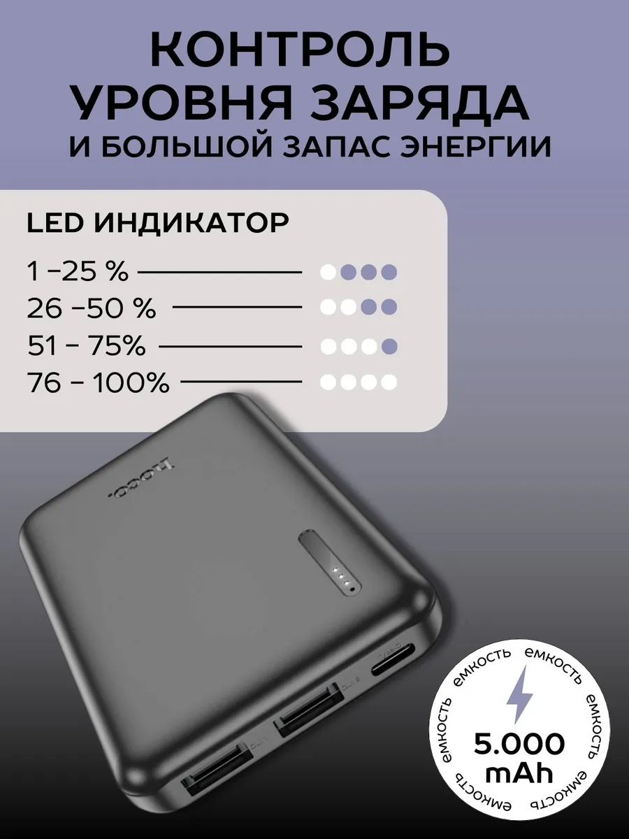Повербанк 5000 mah внешний аккумулятор Power Bank — изображение 3