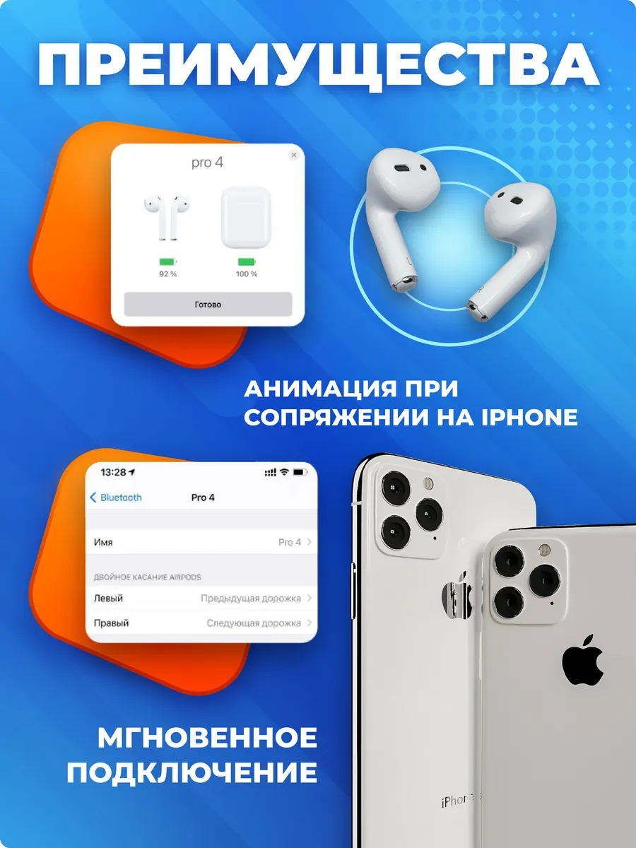 Наушники беспроводные Air 2 для iPhone и Android — изображение 4