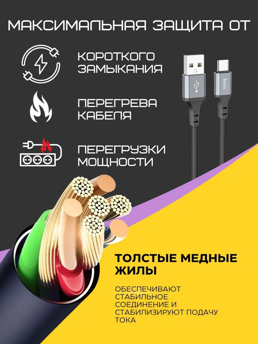 Экста прочный Кабель зарядки USB - Type-C 3A — изображение 2