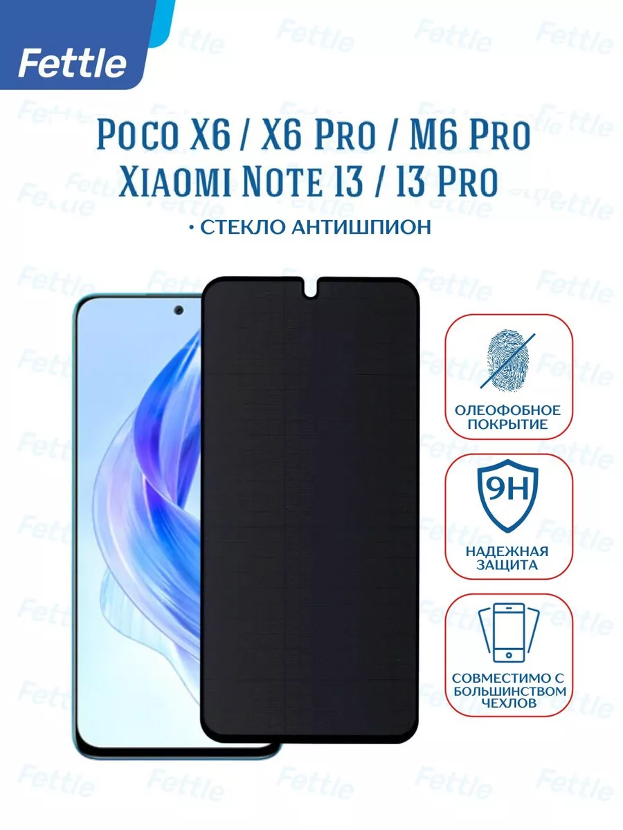 Защитное стекло Антишпион на Poco X6 - X6 Pro - M6 Pro